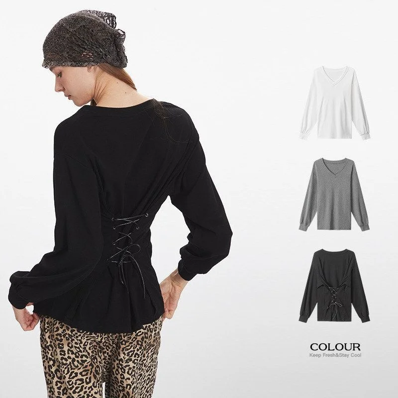 HeyHenry Collar Long Sve Women's T-irt Waist Cinched Tie Design Autumn High End VT-irt Korean Sle Slim Fit Cotton Blend
HeyHenry Collar Long Sve Women's T-irt Waist Cinched Tie Design Autumn High End VT-irt Korean Sle Slim Fit Cotton Blend