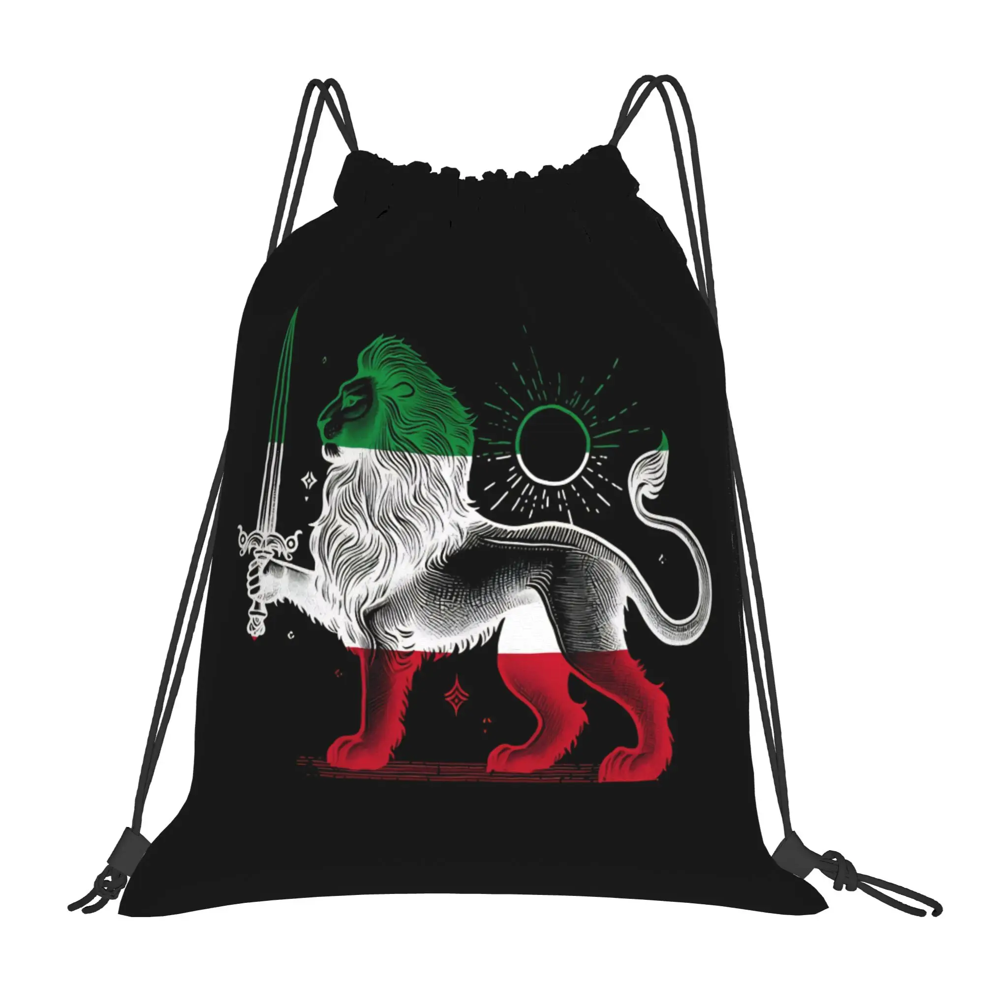 Shir o Khorshid Persian Iran Lion and Sun Bag Drawstring Backpack Sports Gym Sackpack Water Resistant String Bags for Cycling
Shir o Khorshid Persian Iran Lion and Sun Bag Drawstring Backpack Sports Gym Sackpack Water Resistant String Bags for Cycling