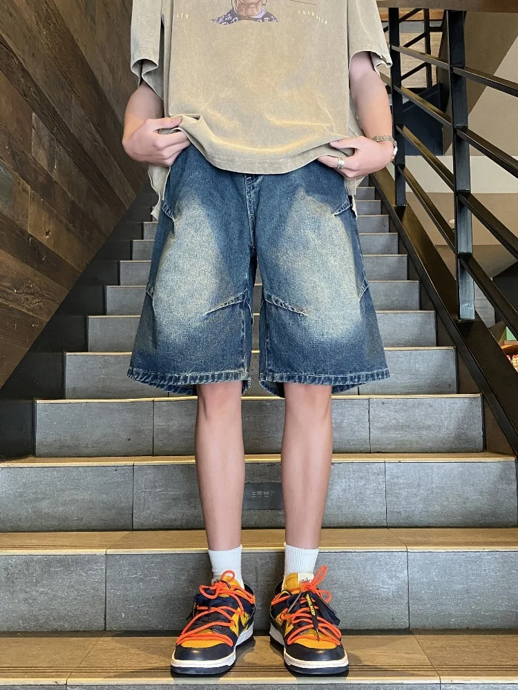 American Sle Loose Fit ort Jeans Men Summer Thin Casual Wear-Waed out Vintage Straight Leg mid Waist Five kets
American Sle Loose Fit ort Jeans Men Summer Thin Casual Wear-Waed out Vintage Straight Leg mid Waist Five kets