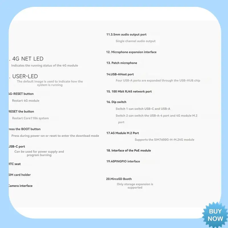 A47Z Pico Pi B W 4G Kit Встроенная плата разработки RV1106 Linux с модулем WIFI и 4G 256 МБ DDE3L 0,5 TOPS Очисточная мощность
A47Z Pico Pi B W 4G Kit Встроенная плата разработки RV1106 Linux с модулем WIFI и 4G 256 МБ DDE3L 0,5 TOPS Очисточная мощность