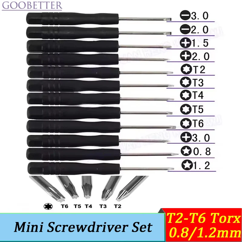 Mini Screwdriver Set with T2-T6 Torx & 0.8/1.2mm Five-star Bits, Precision Repair Kit for Phone Watch - Portable Case Included
Mini Screwdriver Set with T2-T6 Torx & 0.8/1.2mm Five-star Bits, Precision Repair Kit for Phone Watch - Portable Case Included