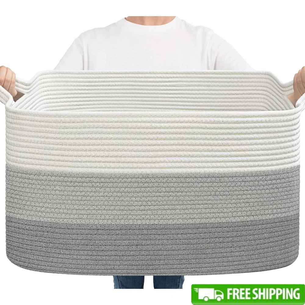 Extra Large Woven Storage Basket Rectangle Toy Organizer Blanket Holder Durable Cotton Rope Laundry Basket with Handles Living
Extra Large Woven Storage Basket Rectangle Toy Organizer Blanket Holder Durable Cotton Rope Laundry Basket with Handles Living