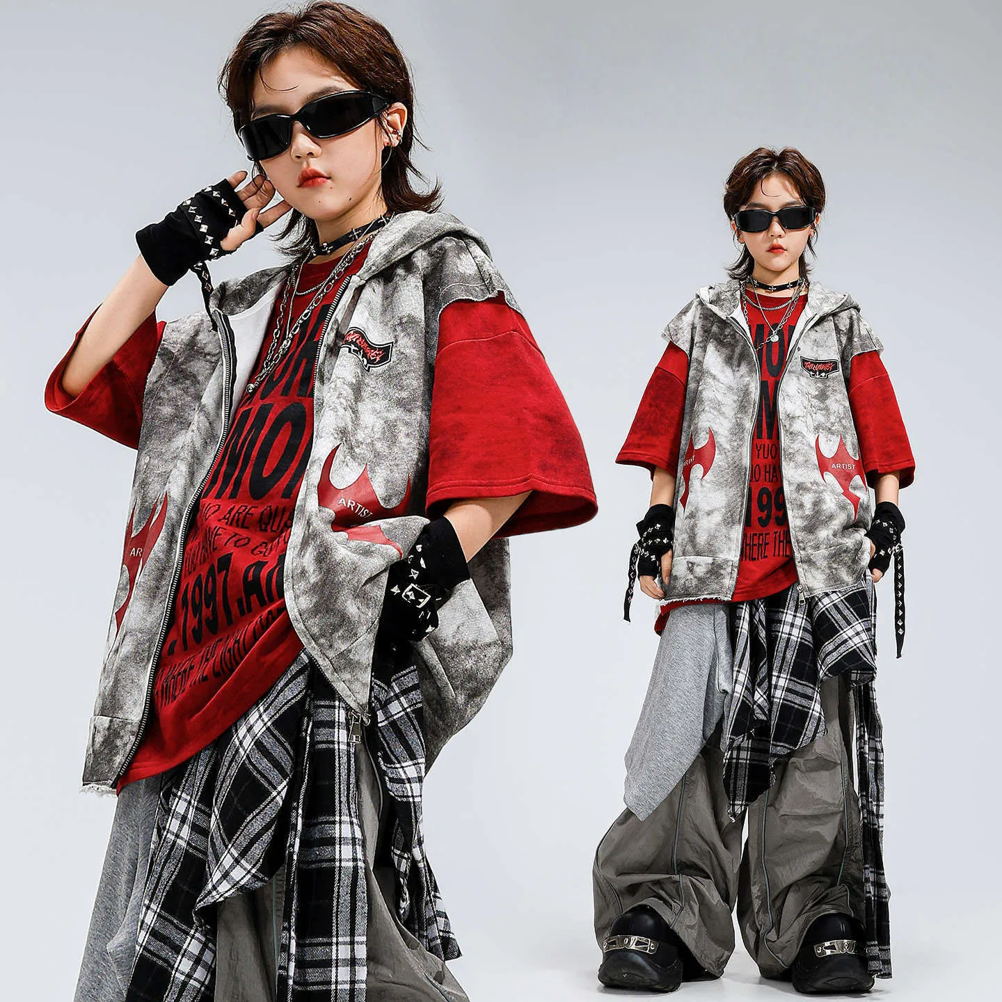 Kid Kpop Hip Hop Clothing White Hoodie Vest Red Letter T Shirt Gray Casual Wide Seam Pants for Girl Boy Dance Costumes Clothes
Kid Kpop Hip Hop Clothing White Hoodie Vest Red Letter T Shirt Gray Casual Wide Seam Pants for Girl Boy Dance Costumes Clothes