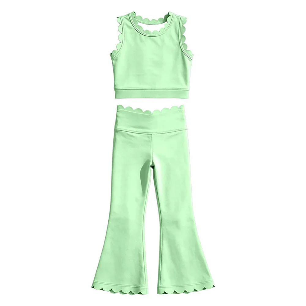 Baby Girls Solid Color Scallop Crop Tops Bell Flare Pants Outfits Boutique Kids Toddler Yoga Athletic Clothes Sets
Baby Girls Solid Color Scallop Crop Tops Bell Flare Pants Outfits Boutique Kids Toddler Yoga Athletic Clothes Sets