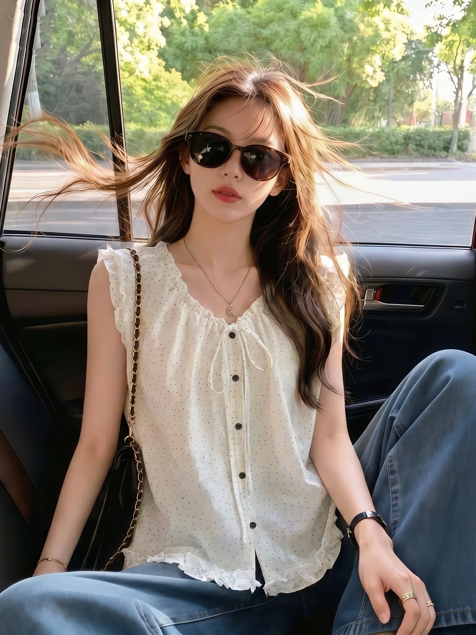 Korean Style Polka Dot Wooden Shoulder Women's Shirt Summer New Large Size Fat MM Anti Aging Sleeveless Top
Korean Style Polka Dot Wooden Shoulder Women's Shirt Summer New Large Size Fat MM Anti Aging Sleeveless Top