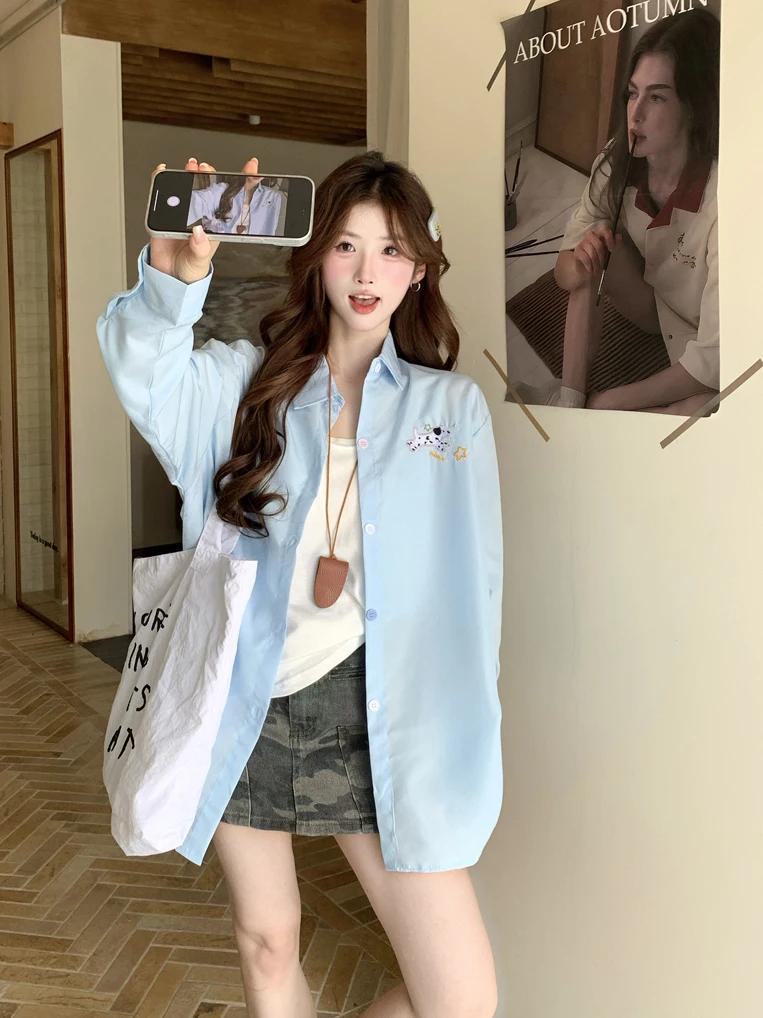 American Sle Loose Fit Long Sve Embroidered irt Fun Dog Pattern Women's Spring New Casual Top Polyester Fiber irt
American Sle Loose Fit Long Sve Embroidered irt Fun Dog Pattern Women's Spring New Casual Top Polyester Fiber irt