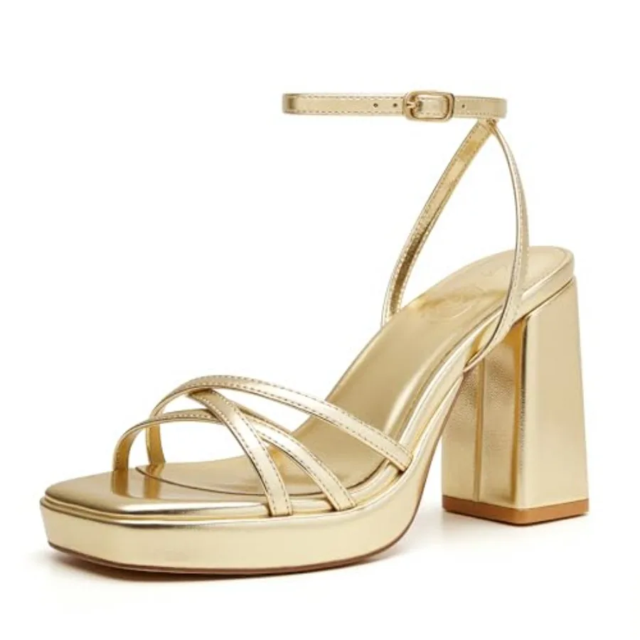 Trary Gold and White Heels - Square Toe, 3 inch Platform, Strappy and Block Heels for Wide Feet, Ankle Strap Y2k Shoes for Prom
Trary Gold and White Heels - Square Toe, 3 inch Platform, Strappy and Block Heels for Wide Feet, Ankle Strap Y2k Shoes for Prom
