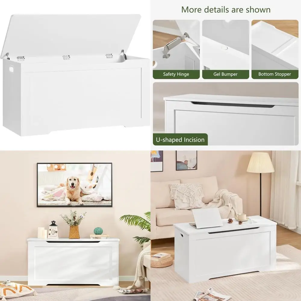 Lift Top Storage Bench Toy Chest for Living Room, Child's Toy Box with Safety Hinges, Durable Storage Trunk for Organizing Toys
Lift Top Storage Bench Toy Chest for Living Room, Child's Toy Box with Safety Hinges, Durable Storage Trunk for Organizing Toys