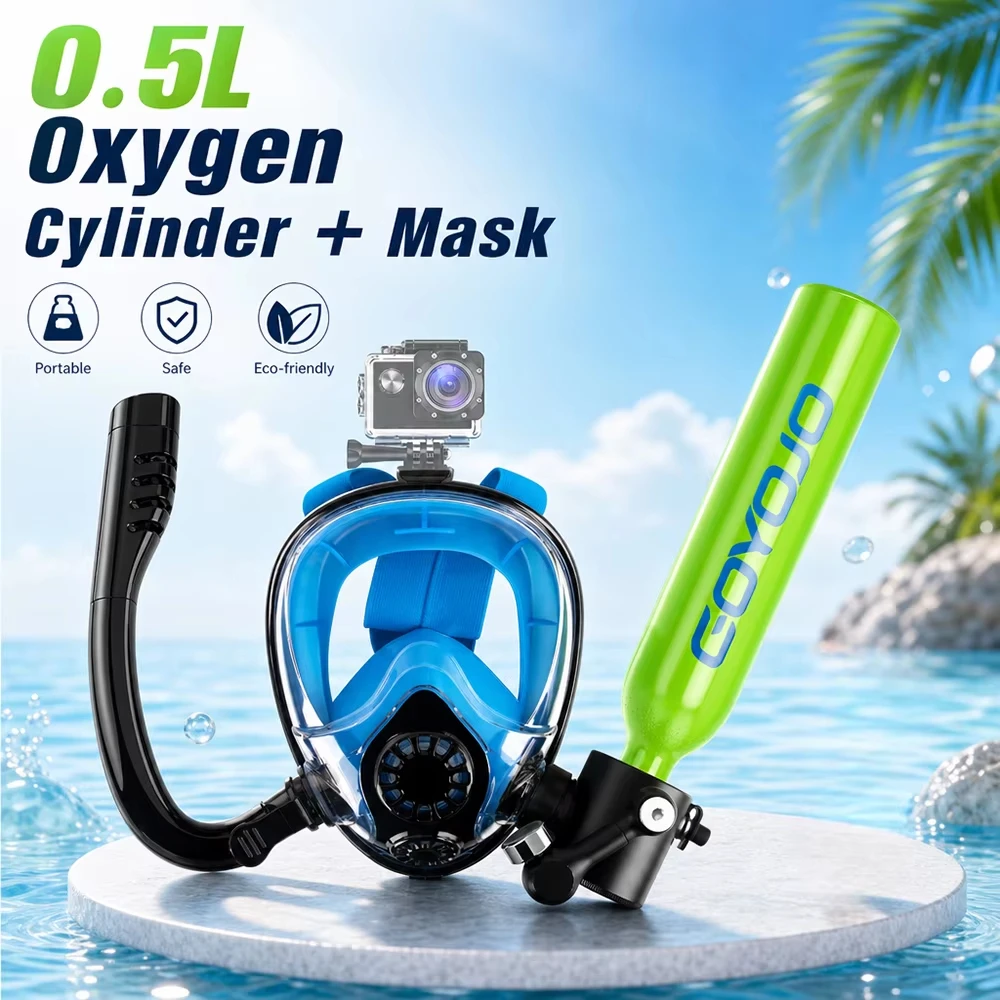 0.5L Scuba Dive Cylinder and Snorkel Mask Combo Mini Diving Tanks Portable Full Face Diving Mask Underwater Breath System
0.5L Scuba Dive Cylinder and Snorkel Mask Combo Mini Diving Tanks Portable Full Face Diving Mask Underwater Breath System