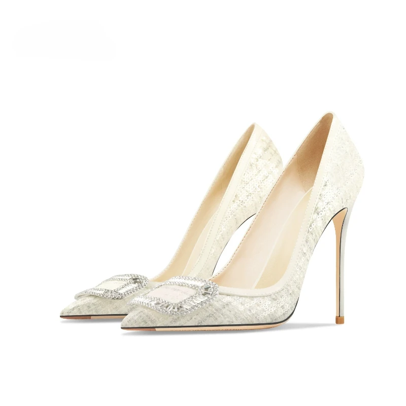 New Celebrity Rhinestone Square Buckle White High Heels Women's Pointed Thin Heels Temperament Banquet Shoes
New Celebrity Rhinestone Square Buckle White High Heels Women's Pointed Thin Heels Temperament Banquet Shoes