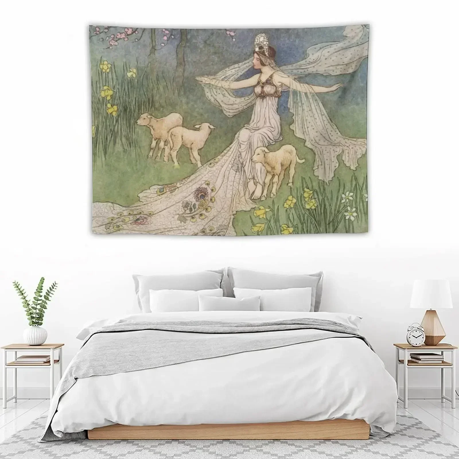 Goddess of Springtime with lambs vintage illustration - Warwick Goble Tapestry Wall Decor Room Decor Tapestry
Goddess of Springtime with lambs vintage illustration - Warwick Goble Tapestry Wall Decor Room Decor Tapestry