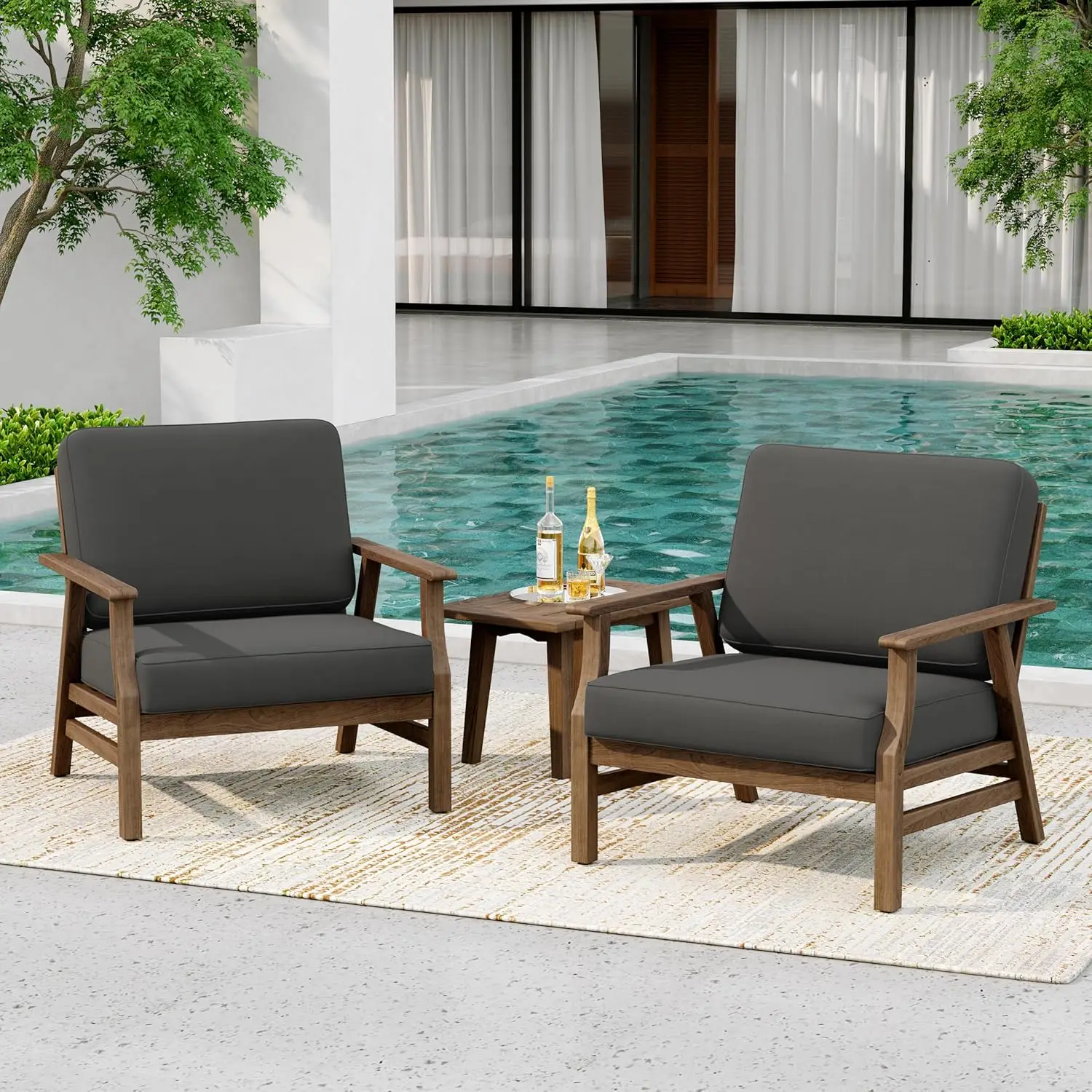 3 Piece Wood Outdoor Chairs Patio Bistro Set, Outdoor Armchair All Weather Patio Sofa Furniture Backyard Conversation Sets with
3 Piece Wood Outdoor Chairs Patio Bistro Set, Outdoor Armchair All Weather Patio Sofa Furniture Backyard Conversation Sets with