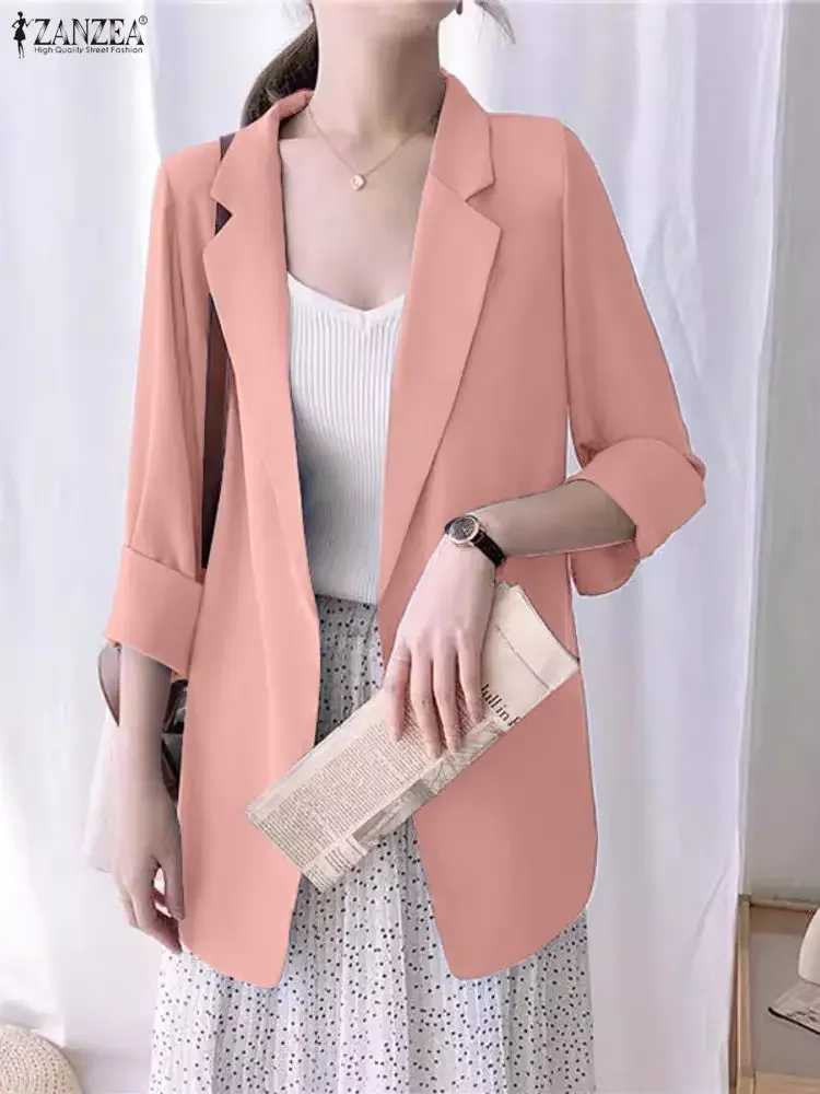 2025 ZANZEA Fashion Women Outercoats 3/4 Sleeve Casual Solid Blazer Autumn Cardigans Elegant Office Lady Streetwear Coats Femme
2025 ZANZEA Fashion Women Outercoats 3/4 Sleeve Casual Solid Blazer Autumn Cardigans Elegant Office Lady Streetwear Coats Femme
