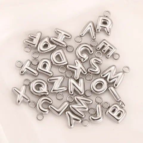 Charms Letter 3Pcs Stainless Steel Bubble Letter Charms Balloon Alphabet Charm