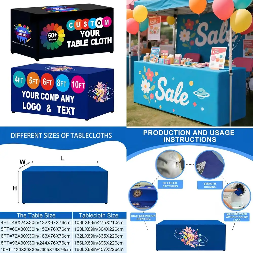 Branded Table Linens with Logo, Personalized Cloths for 4-10FT Tables, Ideal for Events, Worship, Retail, Dining
Branded Table Linens with Logo, Personalized Cloths for 4-10FT Tables, Ideal for Events, Worship, Retail, Dining