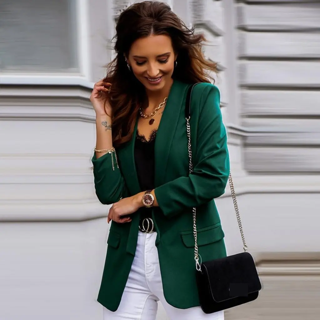 Women's Long Sleeve Lapel Solid Color Casual Top Small Suit Jacket Autumn Winter Fashion by Explosions
Women's Long Sleeve Lapel Solid Color Casual Top Small Suit Jacket Autumn Winter Fashion by Explosions
