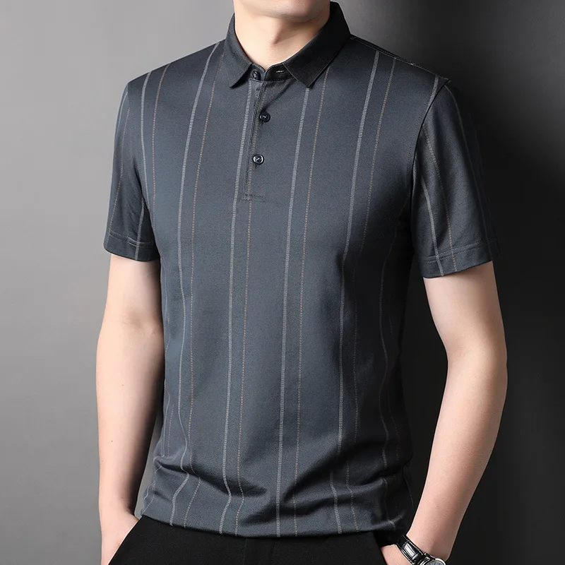 2022 Mulberry Silk Golf Men's Polo Shirts Luxury Short Sleeve Business Casual Male T-shirts Summer Simple Striped Man Tees 3XL
2022 Mulberry Silk Golf Men's Polo Shirts Luxury Short Sleeve Business Casual Male T-shirts Summer Simple Striped Man Tees 3XL