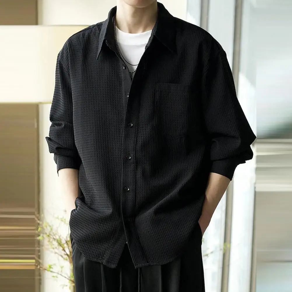 Men's Waffle Button Down Shirt Long Sleeve Casual Loose Fit Tee With Chest Pocket Male Autumn Business Dress Shirt
Men's Waffle Button Down Shirt Long Sleeve Casual Loose Fit Tee With Chest Pocket Male Autumn Business Dress Shirt