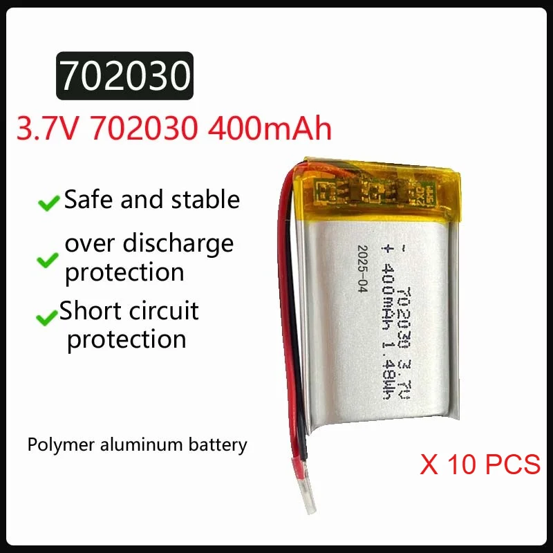 10PCS 702030 3.7V 400mAh Lithium Polymer Rechargeable Battery for Remote Control Drone Beauty Instrument MP3 GPS PSP DVR Battery
10PCS 702030 3.7V 400mAh Lithium Polymer Rechargeable Battery for Remote Control Drone Beauty Instrument MP3 GPS PSP DVR Battery