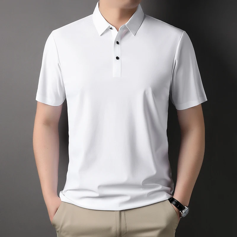 Ice silk T-shirt with summer business style, comfortable and breathable top solid color simple regular shirt seamless hem
Ice silk T-shirt with summer business style, comfortable and breathable top solid color simple regular shirt seamless hem