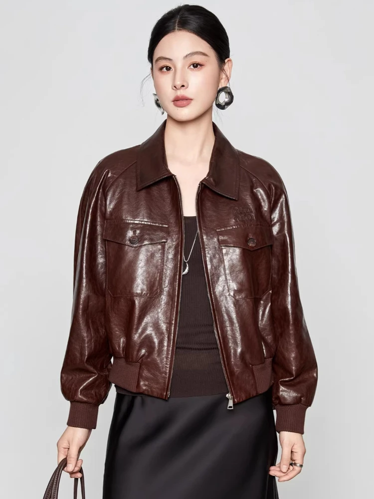 Vintage Short Genuine Leather Motorcycle Jackets for Women Spring Autumn High-end Simple Solid Soft Oil Wax Real Sheepskin Coat
Vintage Short Genuine Leather Motorcycle Jackets for Women Spring Autumn High-end Simple Solid Soft Oil Wax Real Sheepskin Coat