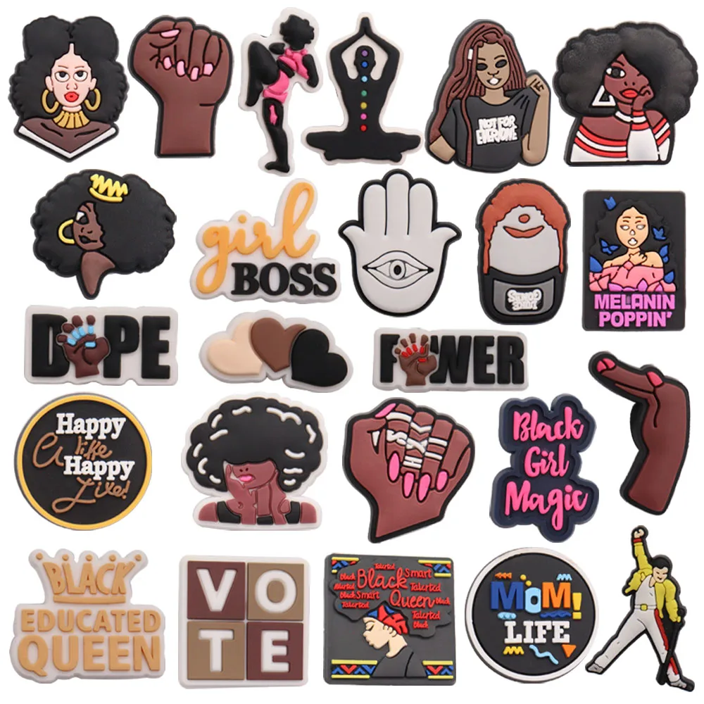 50Pcs Wholesale Fashion Girls Black Educated Queen Slippers Shoe Buckle Charms Yoga Accessories DIY Bracelet
50Pcs Wholesale Fashion Girls Black Educated Queen Slippers Shoe Buckle Charms Yoga Accessories DIY Bracelet