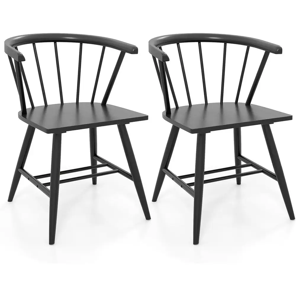 Mid-Century Modern Black Dining Chairs Set of 2 with Solid Rubberwood, Curved Spindle Back, Large Seat for Home or Restaurant Us
Mid-Century Modern Black Dining Chairs Set of 2 with Solid Rubberwood, Curved Spindle Back, Large Seat for Home or Restaurant Us