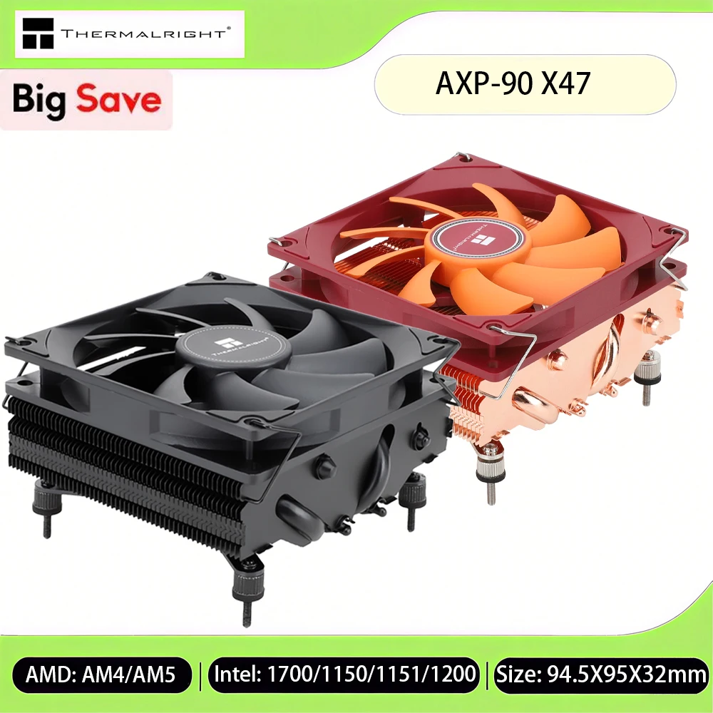 Thermalright AXP90 X47 FULL Copper Low Profile Computer CPU Air Cooler ITX Heatsink for AMD AM4 AM5 Intel LGA 115X/1200/1700
Thermalright AXP90 X47 FULL Copper Low Profile Computer CPU Air Cooler ITX Heatsink for AMD AM4 AM5 Intel LGA 115X/1200/1700