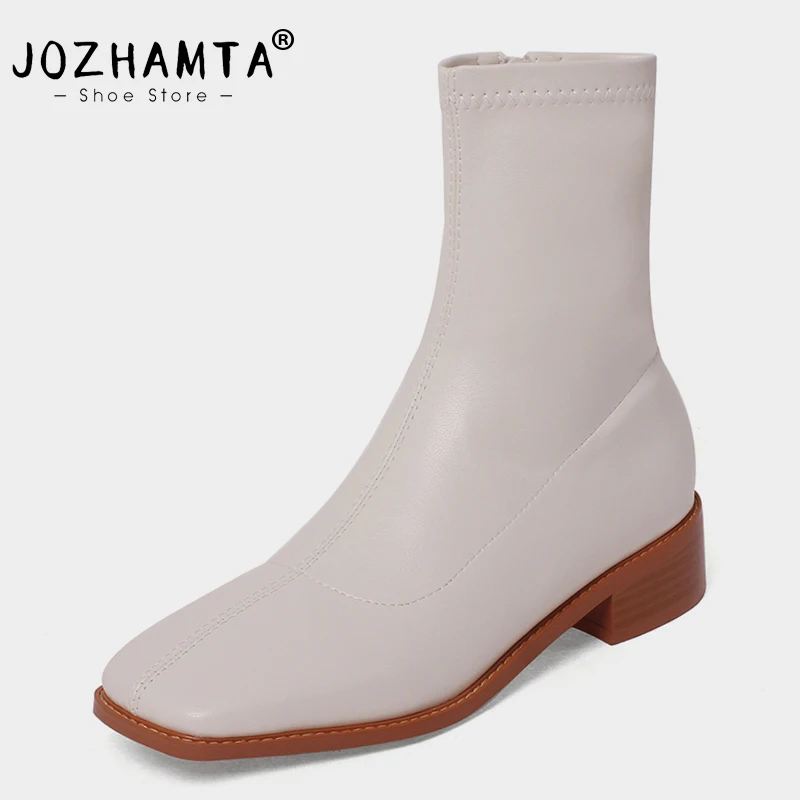 Женские эластичные ботинки JOZHAMTA, в стиле ретро, с квадратным носком, кожаные, на толстом каблуке, зимняя обувь, женские ботинки на среднем каблуке, повседневные офисные Ботинки, размеры 34-39
Женские эластичные ботинки JOZHAMTA, в стиле ретро, с квадратным носком, кожаные, на толстом каблуке, зимняя обувь, женские ботинки на среднем каблуке, повседневные офисные Ботинки, размеры 34-39