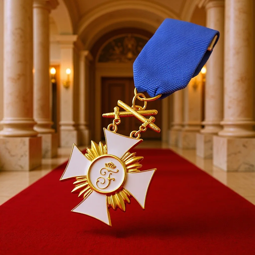Royal "F" Cross Medal with Blue Ribbon – Elegant Noble-Inspired Award for Collectors, Gifts & Decorative Display
Royal "F" Cross Medal with Blue Ribbon – Elegant Noble-Inspired Award for Collectors, Gifts & Decorative Display
