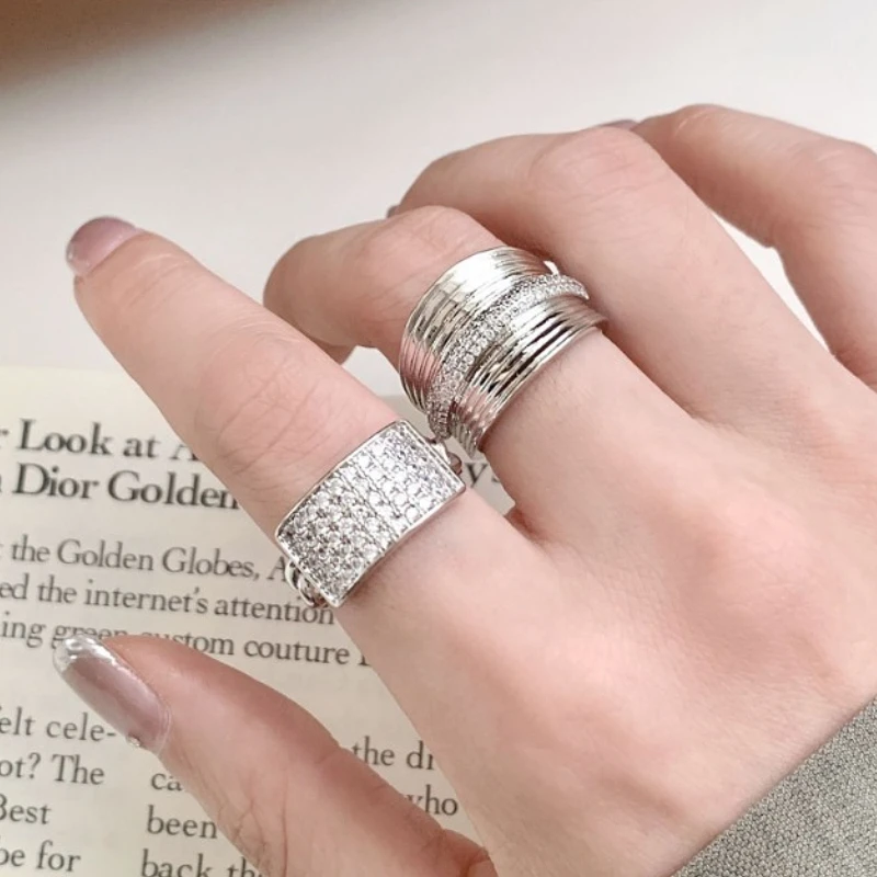 925 Sterling Silver Geometric Square Charming Folded Zircon Chain Opening Ring for Women Fine Jewelry Minimalist Accessories
925 Sterling Silver Geometric Square Charming Folded Zircon Chain Opening Ring for Women Fine Jewelry Minimalist Accessories