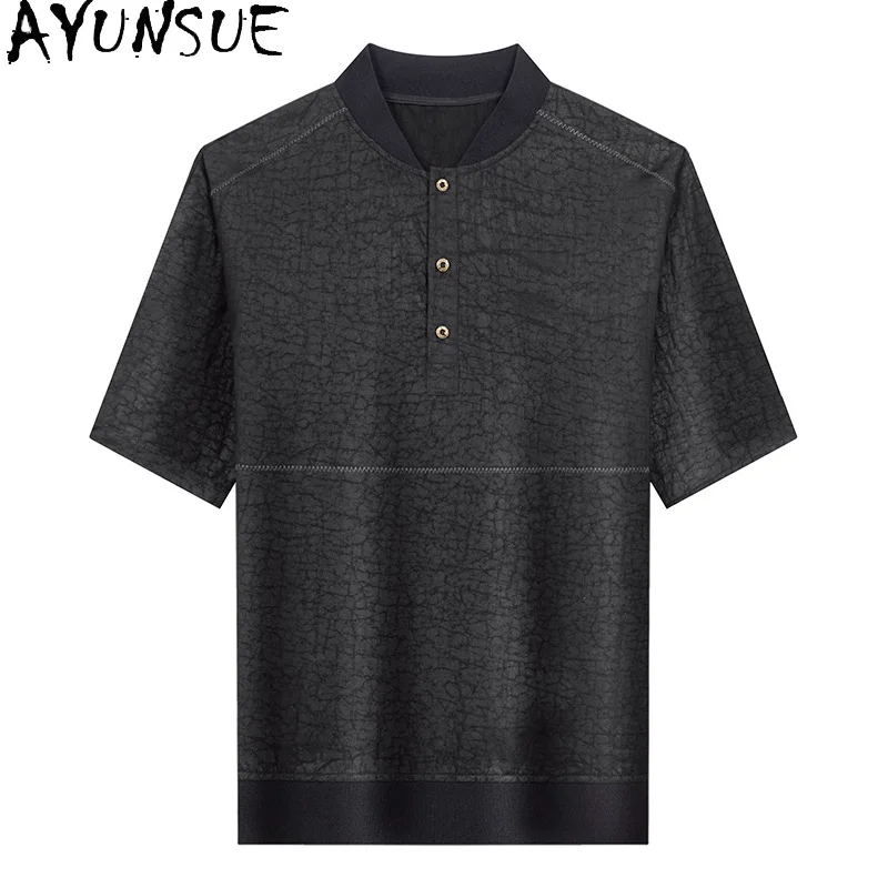 AYUNSUE 100% Natural Mulberry Silk T Shirt for Men 2026 Summer Short Sleeve Tops Casual Gauze Silk Tee Shirts Stand Collar Trend
AYUNSUE 100% Natural Mulberry Silk T Shirt for Men 2026 Summer Short Sleeve Tops Casual Gauze Silk Tee Shirts Stand Collar Trend