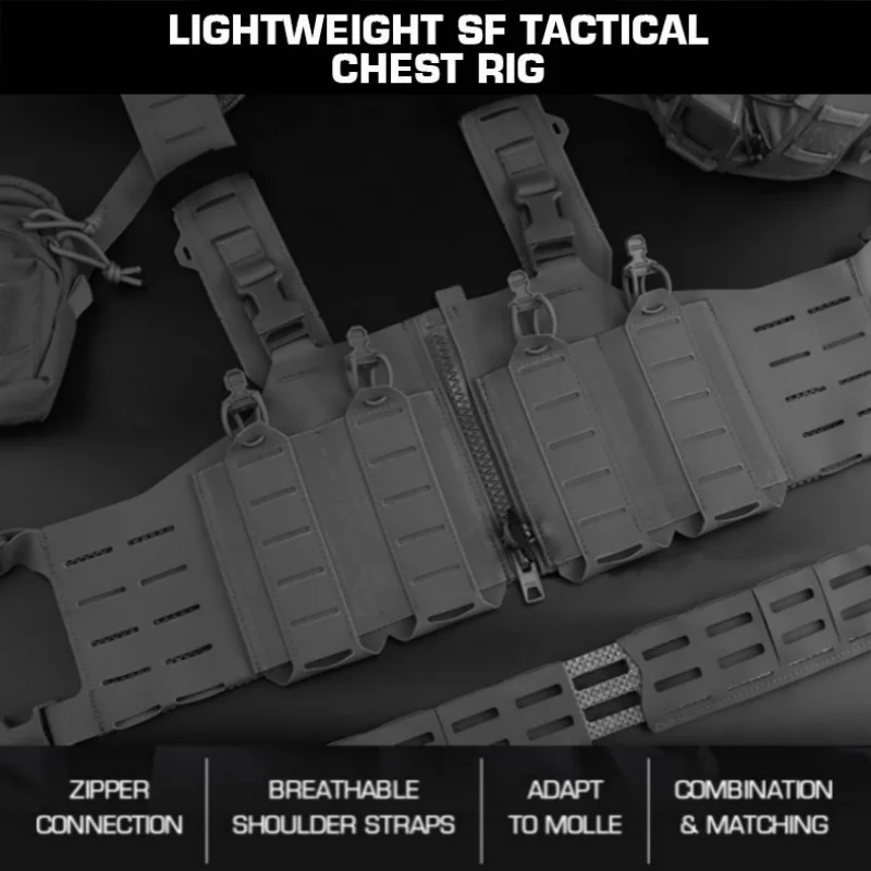 Lightweight SF chest strap, zipper connection for fixation, multiple combinations for matching, H-shaped shoulder strap design
Lightweight SF chest strap, zipper connection for fixation, multiple combinations for matching, H-shaped shoulder strap design