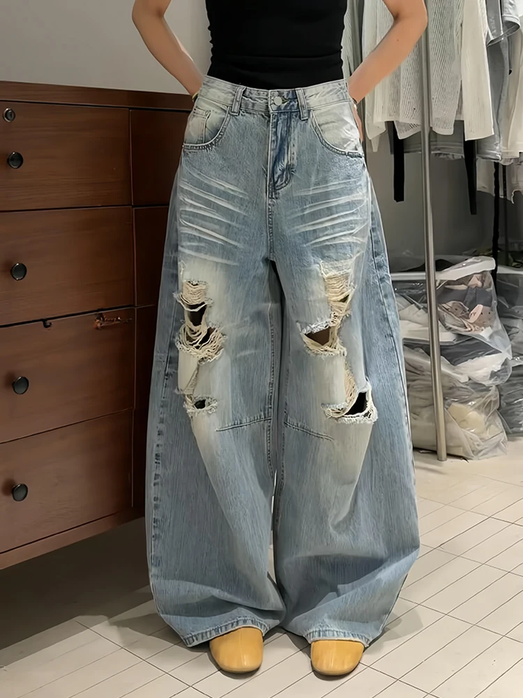 Retro American Washed Distressed Denim Jeans Women Summer Street Style Loose BF Lazy Loose Leggings Natural Waist Pure Color
Retro American Washed Distressed Denim Jeans Women Summer Street Style Loose BF Lazy Loose Leggings Natural Waist Pure Color
