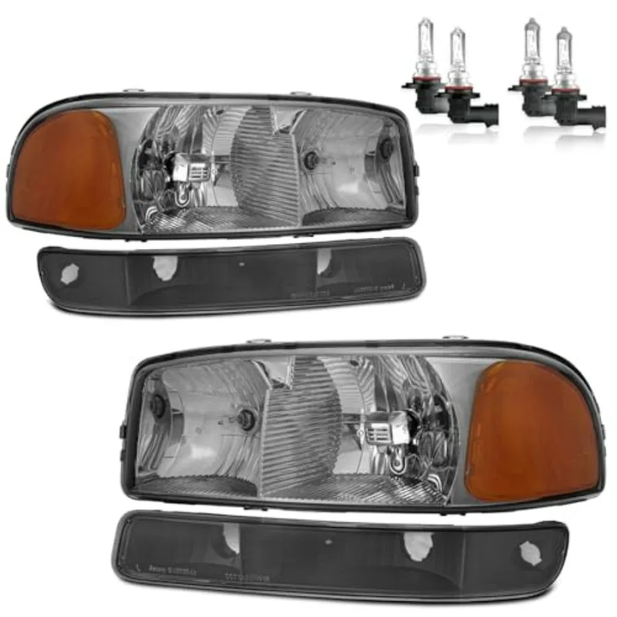 Halogen Headlights with Bulbs for 1999-2007 GMC Sierra and 2000-2006 GMC Yukon Driver and Passenger Side Replacement Black
Halogen Headlights with Bulbs for 1999-2007 GMC Sierra and 2000-2006 GMC Yukon Driver and Passenger Side Replacement Black