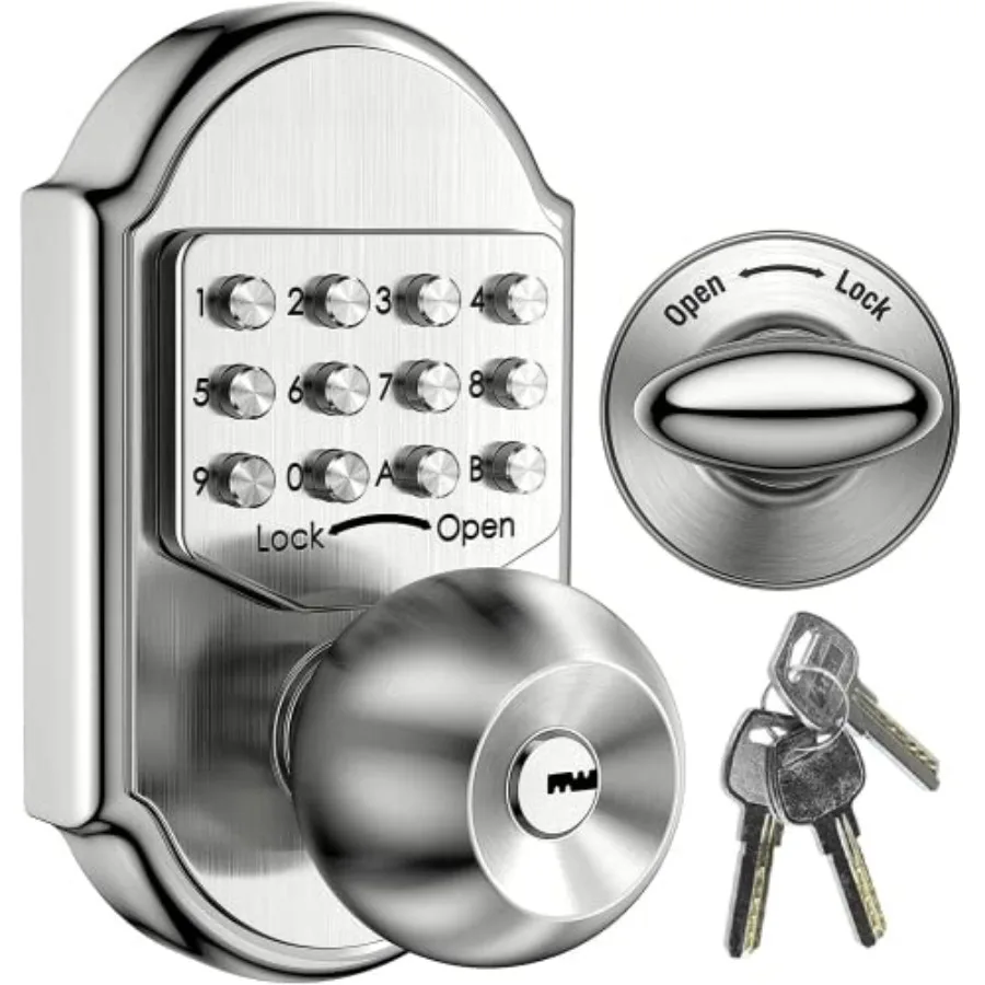 Keyless Entry Door Lock - Door Locks with Keypads, Deadbolt Lock Keypad Door Knob, Stainless Steel Pass Code or Key 100% Mechan
Keyless Entry Door Lock - Door Locks with Keypads, Deadbolt Lock Keypad Door Knob, Stainless Steel Pass Code or Key 100% Mechan