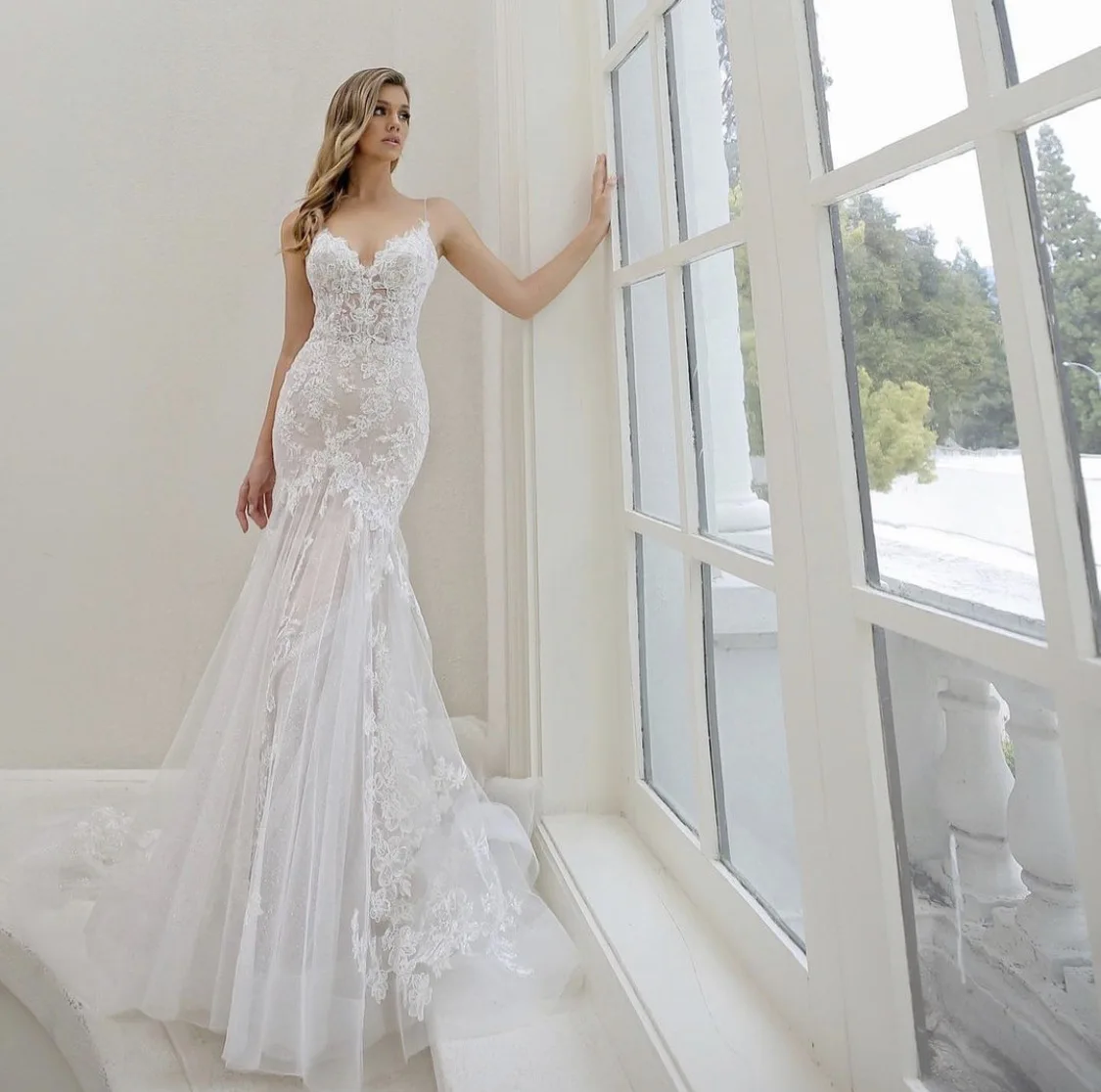 Elegant Mermaid Spaghetti Straps Women Wedding Dresses Tulle Court Train Bridal Gowns Vestido De Noiva robe de mariée
Elegant Mermaid Spaghetti Straps Women Wedding Dresses Tulle Court Train Bridal Gowns Vestido De Noiva robe de mariée