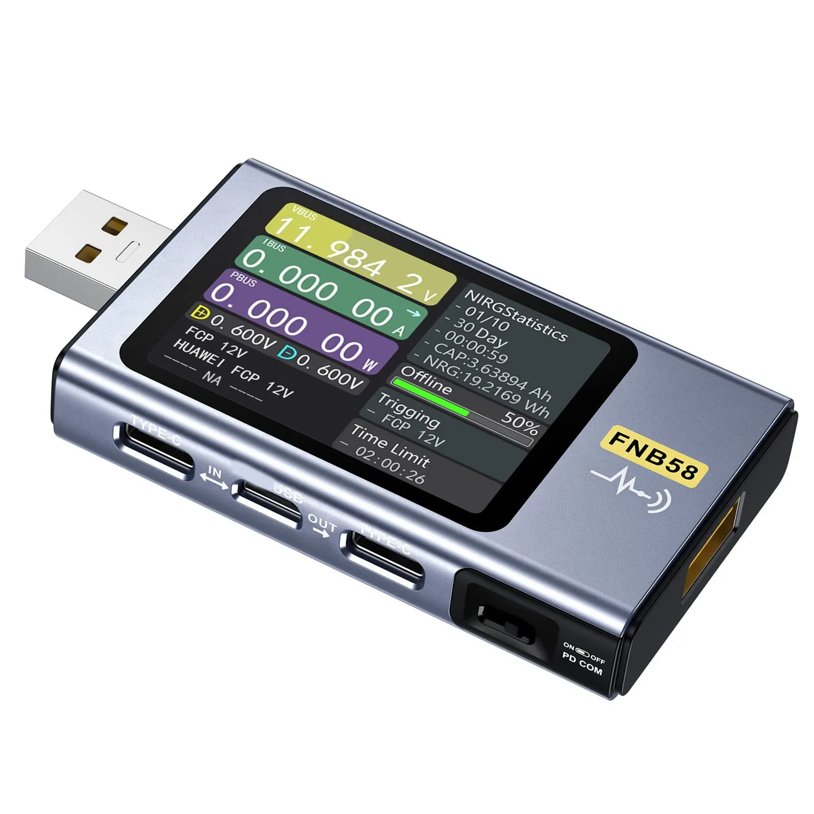 USB-тестер для записи данных, USB-измеритель напряжения и тока, автоматический протокол обнаружения обмана, 5P USB A для реальной модели
USB-тестер для записи данных, USB-измеритель напряжения и тока, автоматический протокол обнаружения обмана, 5P USB A для реальной модели
