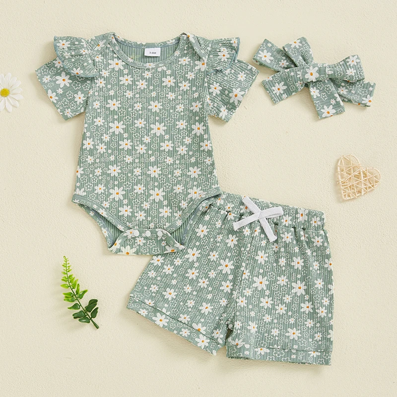 0-18M Infant Baby Girl Summer Casual Outfits Floral Print Crew Neck Short Sleeve Romper Shorts Headband 3Pcs Clothes Set
0-18M Infant Baby Girl Summer Casual Outfits Floral Print Crew Neck Short Sleeve Romper Shorts Headband 3Pcs Clothes Set