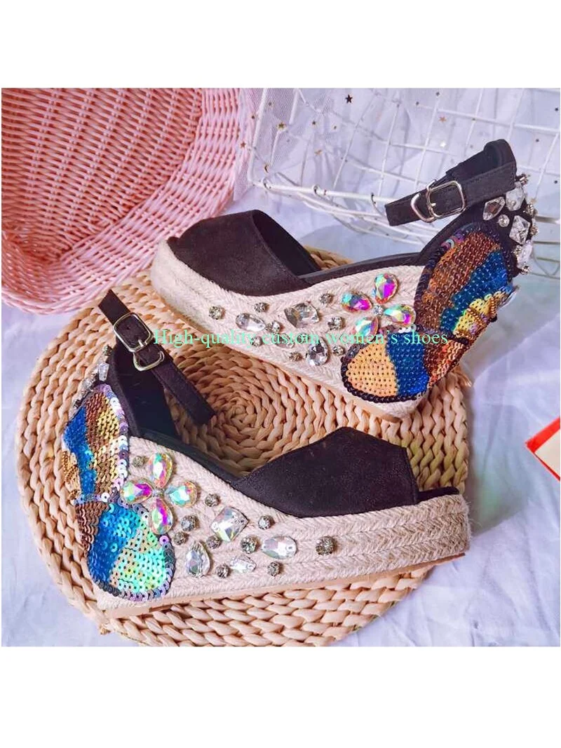 High-End Luxurious Heavy Lndustry Rhinestones Jewel-Decorated Women's Beaded Sandals Waterproof Platform Anti-Slip High Heels
High-End Luxurious Heavy Lndustry Rhinestones Jewel-Decorated Women's Beaded Sandals Waterproof Platform Anti-Slip High Heels