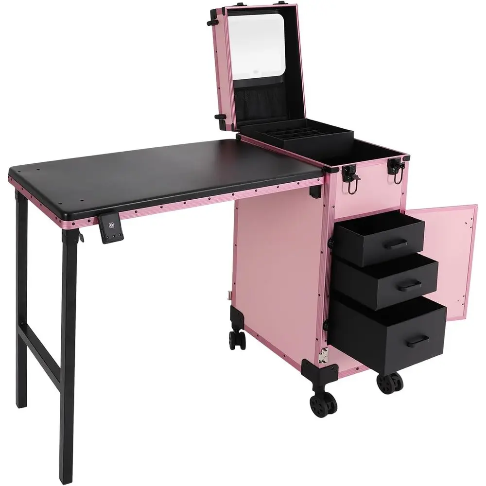 Portable Manicure Table with 3 Drawers, Lockable Makeup Case with LED Mirror, and Nail Polish Organizer for Mobile Nail Technici
Portable Manicure Table with 3 Drawers, Lockable Makeup Case with LED Mirror, and Nail Polish Organizer for Mobile Nail Technici