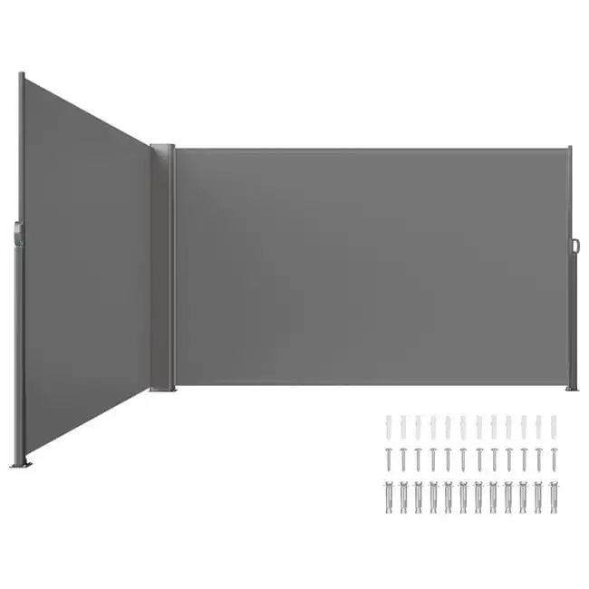 71 x 236 in. Full Aluminum Rust-Proof Patio Sunshine Screen Retractable Side Awning, Gray
71 x 236 in. Full Aluminum Rust-Proof Patio Sunshine Screen Retractable Side Awning, Gray