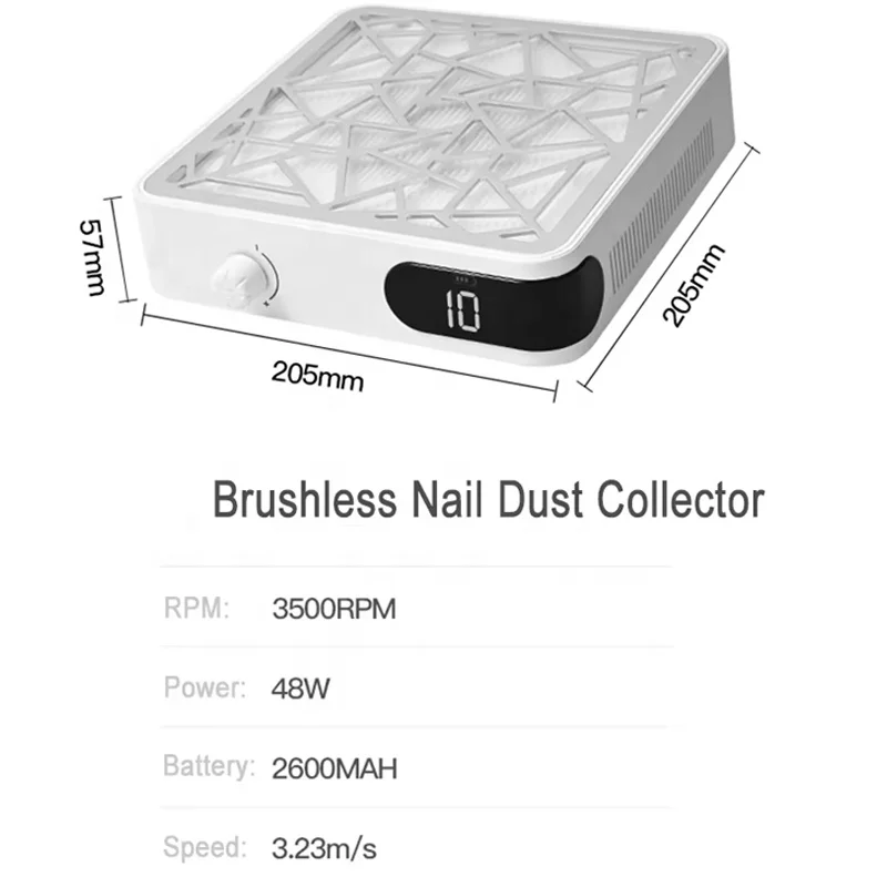 New Large LCD Brushless Motor 15600MAH Battery Rechargeable Portable Powerful Nail Dust Collector
New Large LCD Brushless Motor 15600MAH Battery Rechargeable Portable Powerful Nail Dust Collector