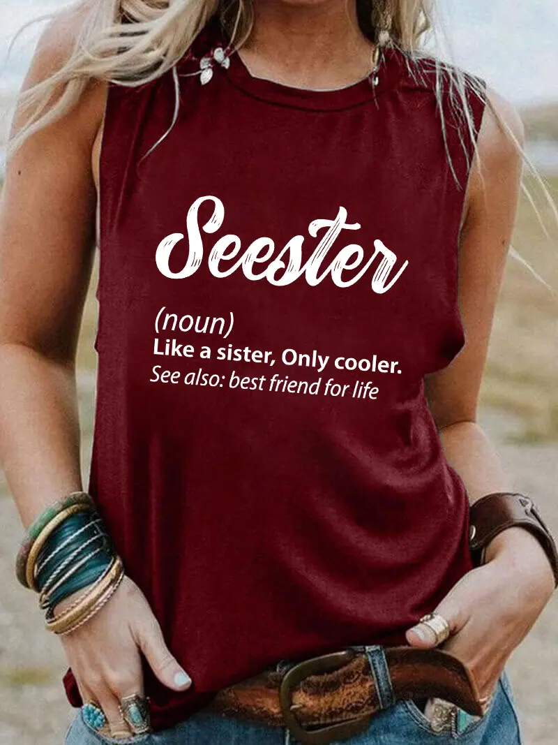 Летний Повседневный Топ без рукавов Seester, как сестра, летний топ без рукавов, лучший подарок на день рождения
Летний Повседневный Топ без рукавов Seester, как сестра, летний топ без рукавов, лучший подарок на день рождения