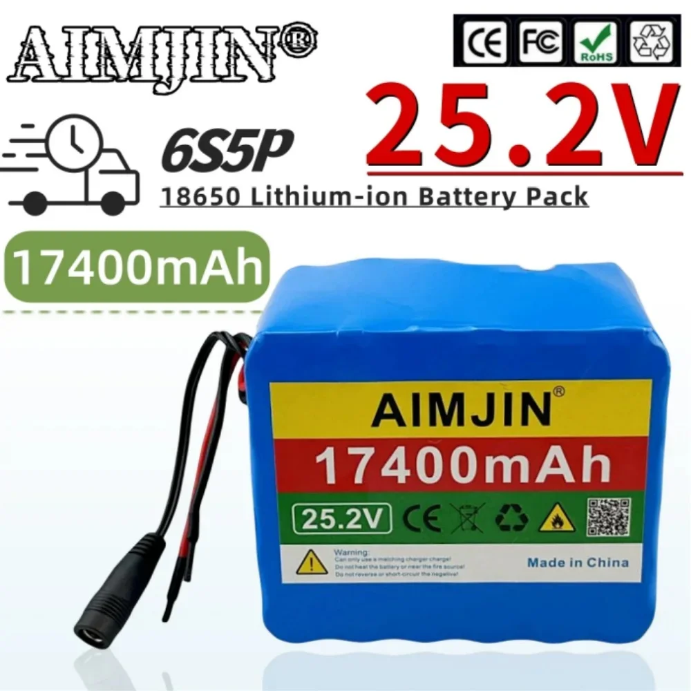 100% New 6S5P 25.2V 17400mAh Rechargeable lithium-ion battery pack with built-in BMS protection + 25.2V 2A Charger
100% New 6S5P 25.2V 17400mAh Rechargeable lithium-ion battery pack with built-in BMS protection + 25.2V 2A Charger