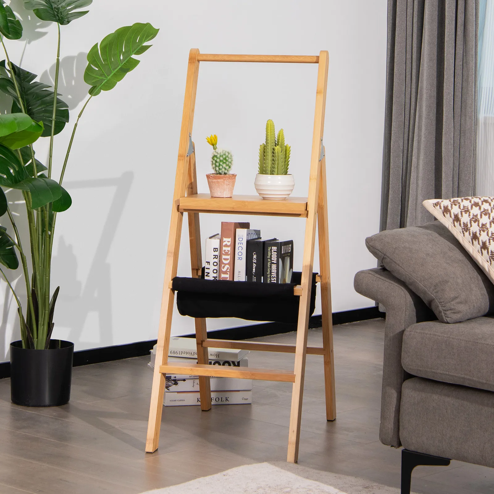 3-Step Ladder Foldable Bamboo Step Stool with Wide Pedal & Storage Bag Natural
3-Step Ladder Foldable Bamboo Step Stool with Wide Pedal & Storage Bag Natural