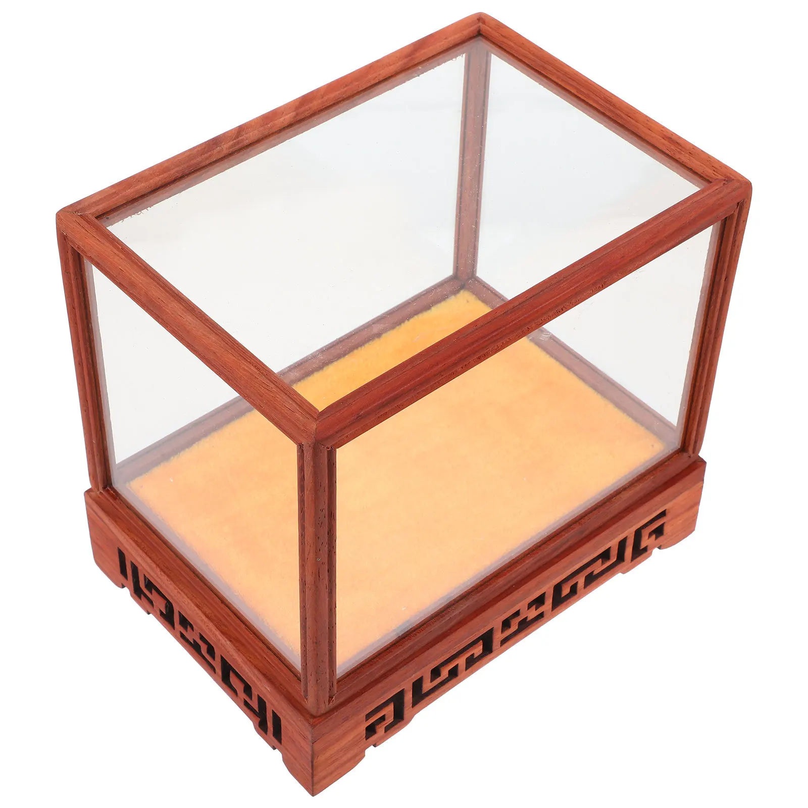 Glass Display Box Transparent Craft Holder For Collectibles Buddha Models Collection Organizer Desktop Display Rack