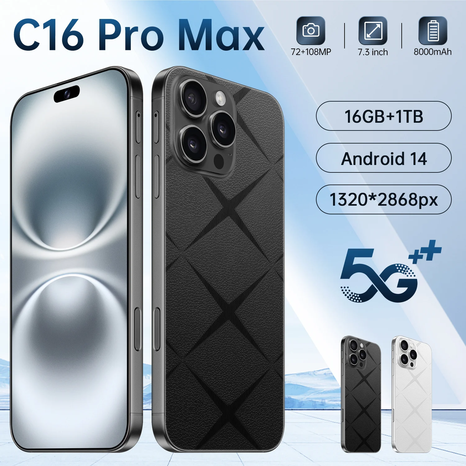 16 Pro Max Smartphone 5G Cellphones Android 14 7.3 Inch HD Screen 12GB+512GB 108MP Mobile Phone 8000mAh Google Play Store Phones
16 Pro Max Smartphone 5G Cellphones Android 14 7.3 Inch HD Screen 12GB+512GB 108MP Mobile Phone 8000mAh Google Play Store Phones