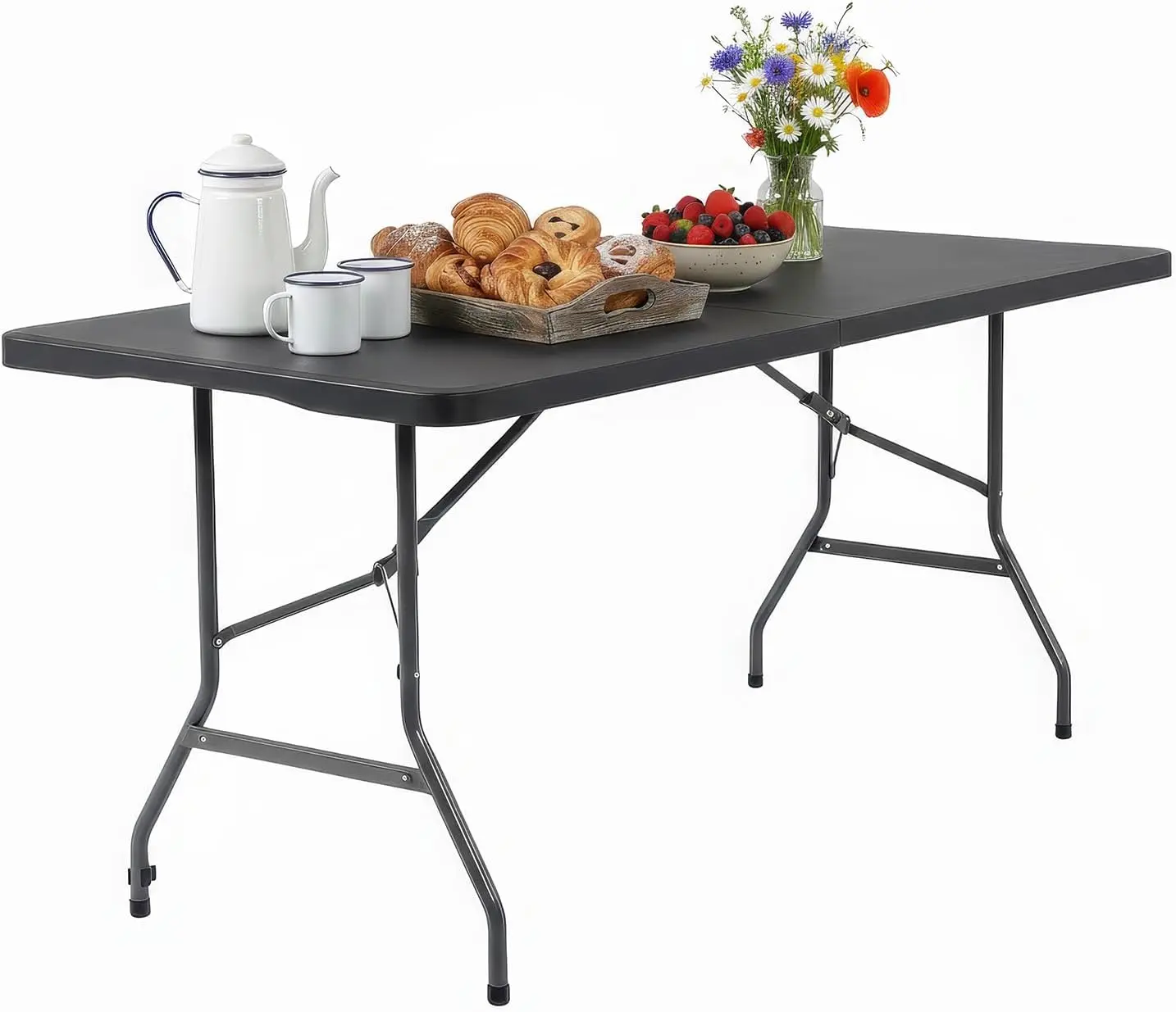 6FT Folding Table, Portable Fold-in-Half Plastic Picnic Party Table with Carrying Handle (Black, 6FT)
6FT Folding Table, Portable Fold-in-Half Plastic Picnic Party Table with Carrying Handle (Black, 6FT)