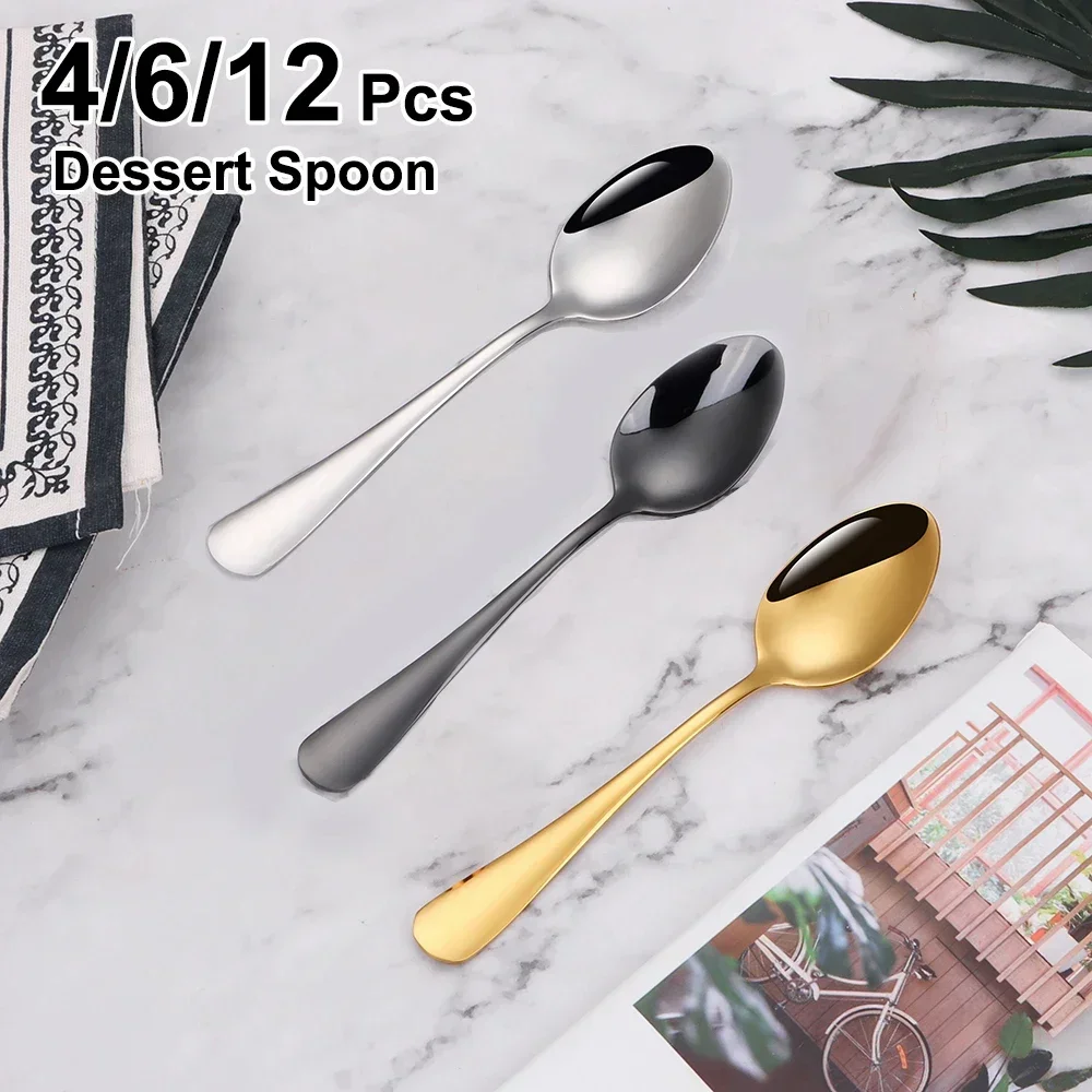 4/6/12 Pieces Gold Dessert Spoon Stirring Spoons Set Stainless Steel Sliver Cutlery Cake Dessert Spoon For Home Tea Party
4/6/12 Pieces Gold Dessert Spoon Stirring Spoons Set Stainless Steel Sliver Cutlery Cake Dessert Spoon For Home Tea Party